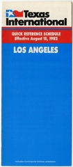 Image: timetable: Texas International Airlines, quick reference, Los Angeles