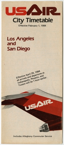 Timetable: USAir, Los Angeles and San Diego
