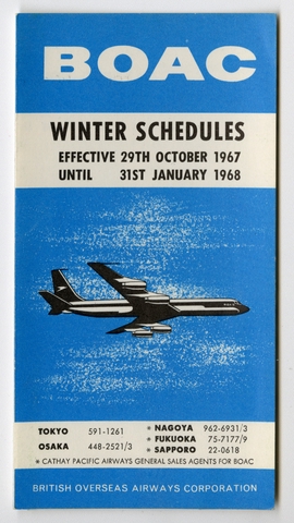 Timetable: British Overseas Airways Corporation (BOAC), pocket winter schedule