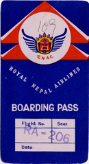 Image: boarding pass: Royal Nepal Airlines