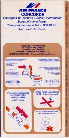 Safety information card: Air France, Concorde
