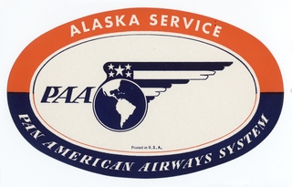 Image: luggage label: Pan American Airways System, Alaska