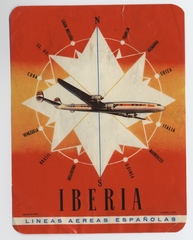 Image: luggage label: Iberia, Lockheed L-1049 Super Constellation