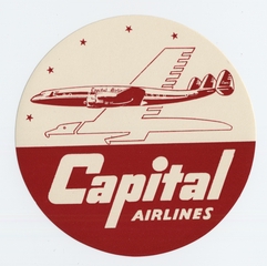 Image: luggage label: Capital Airlines, Lockheed L-649 Constellation