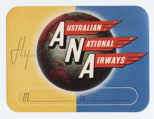 Image: luggage label: Australian National Airways