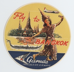 Image: luggage label: Garuda Indonesian Airways, Bangkok