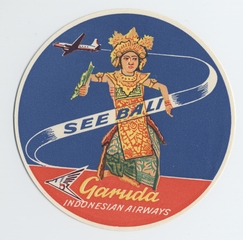 Image: luggage label: Garuda Indonesian Airways, Bali
