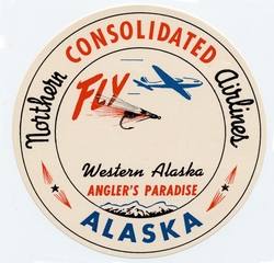 Image: luggage label: Northern Consolidated Airlines, Alaska