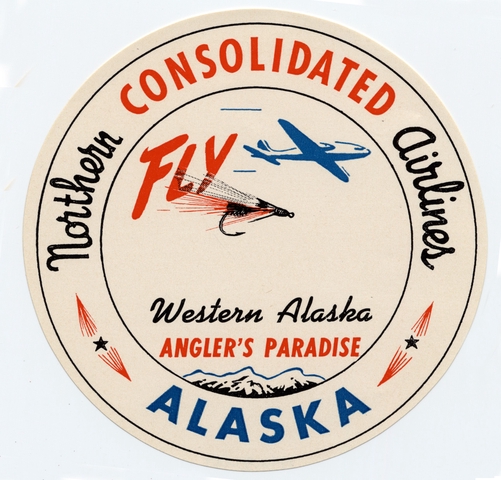 Luggage label: Northern Consolidated Airlines, Alaska