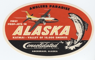 Image: luggage label: Northern Consolidated Airlines, Katmai