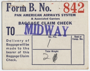 Image: baggage claim check: Pan American Airways System [digital image]