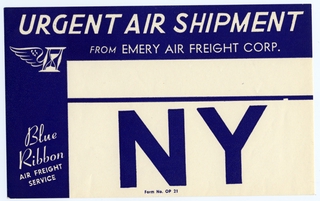 Image: cargo label: Emery Air Freight Corporation