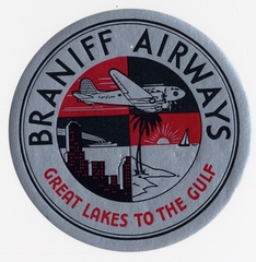 Image: luggage label: Braniff Airways