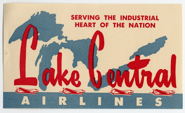 Luggage label: Lake Central Airlines