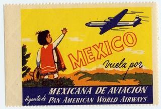 Image: airmail courtesy label: Mexicana de Aviación, Pan American World Airways