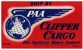Image: luggage label: Pan American World Airways, Clipper Cargo