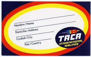 Image: luggage identification label: TACA International Airlines