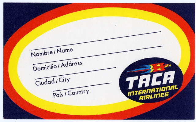 Luggage identification label: TACA International Airlines