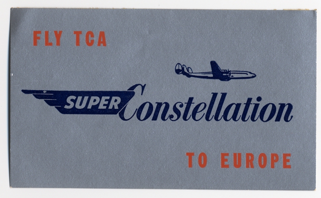 Luggage label: Trans-Canada Air Lines (TCA), Lockheed L-049 Constellation