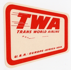 Image: luggage label: TWA (Trans World Airlines), Lockheed Constellation
