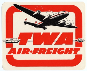 Image: luggage label: TWA (Trans World Airlines), Lockheed L-749 Constellation
