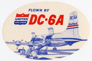Image: luggage label: United Air Lines, Douglas DC-6