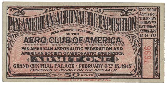 Admission ticket: Pan American Aeronautic Exposition, Aero Club of America