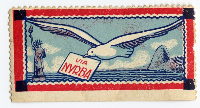 Airmail courtesy label: New York, Rio & Buenos Aires Line (NYRBA)