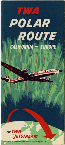 Route map: TWA (Trans World Airlines), polar route, Lockheed L-1649 Starliner