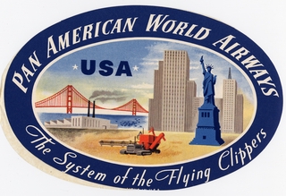 Image: luggage label: Pan American World Airways, USA