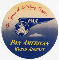 Image: luggage label: Pan American World Airways, The System of the Flying Clippers