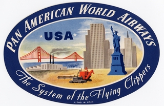 Image: luggage label: Pan American World Airways, USA