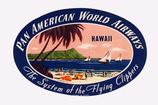 Image: luggage label: Pan American World Airways, Hawaii