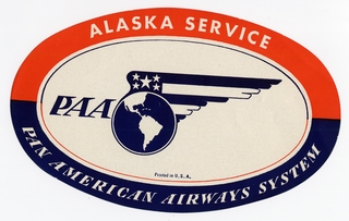 Image: luggage label: Pan American Airways System, Alaska Service