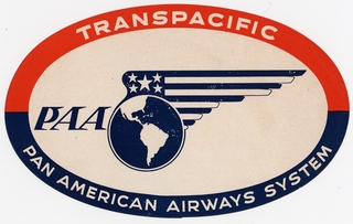 Image: luggage label: Pan American Airways System, Transpacific