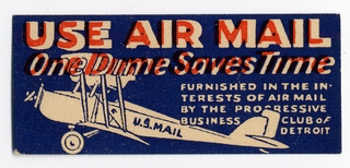 Image: airmail courtesy label: U.S. Mail