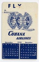 Image: pocket calendar: Cubana Airlines, 1958-1959