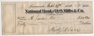 Image: check: National Bank of D. O. Mills & Company