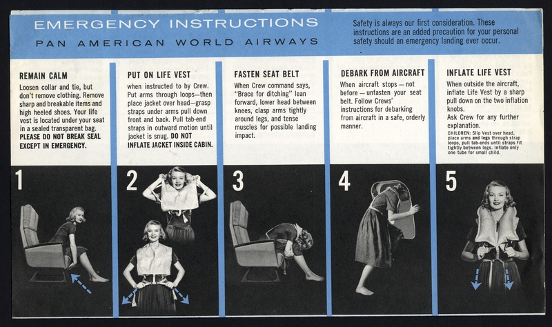 Image: safety information card: Pan American World Airways
