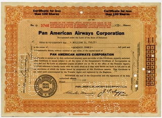 Image: stock certificate: Pan American Airways Corporation