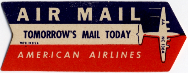 Airmail courtesy label: American Airlines