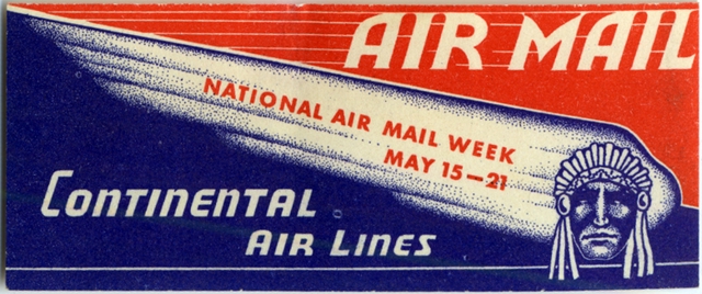 Airmail courtesy label: Continental Air Lines