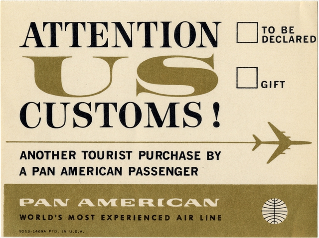 Customs label: Pan American World Airways