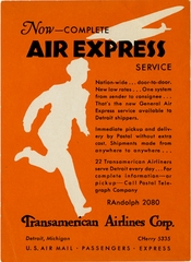 Image: shipping label: Transamerican Airlines