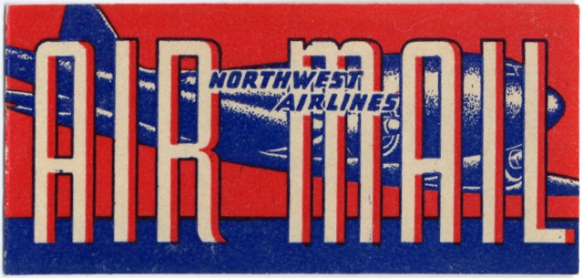 Airmail courtesy label: Northwest Airlines