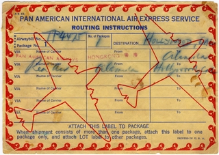 Image: shipping label: Pan American Airways System