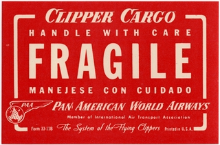 Image: shipping label: Pan American World Airways
