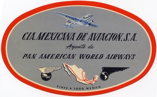 Image: luggage label: Mexicana de Aviación S.A., Pan American World Airways