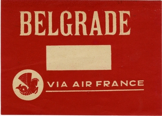 Image: shipping label: Air France, Belgrade