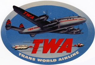 Image: luggage label: TWA (Trans World Airlines)